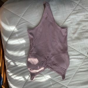 Lavender Ribbed and lace bodysuit